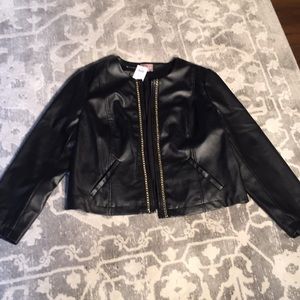 NWT Chico’s Faux Leather Blazer with Gold Trim